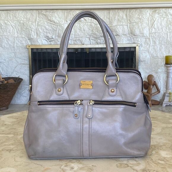 Modalu England Large“Pipa” Leather Bag Grey - Picture 1 of 15